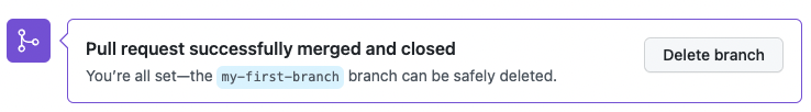 screenshot showing delete branch button